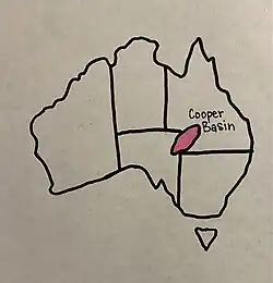 Map of the Cooper Basin relative to state boundaries