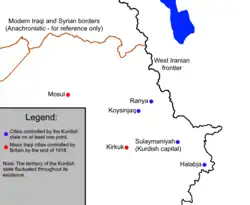 Location of Kurdish state (1918–1919)