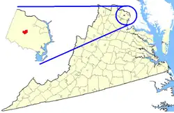 State map highlighting Fairfax