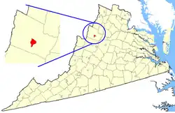 State map highlighting Harrisonburg