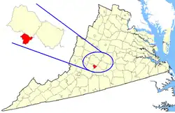 State map highlighting Lynchburg
