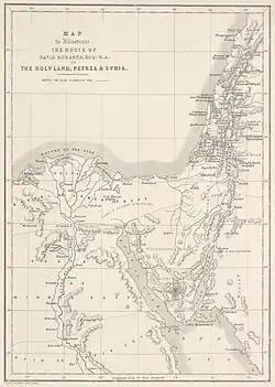 125. [Map] The Route of David Roberts in The Holy Land, Petrea & Syria.