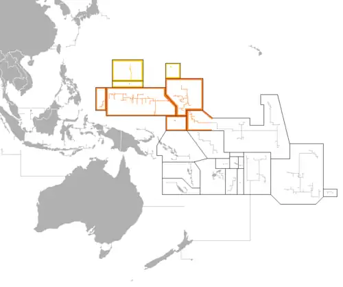 Image 22Outline of sovereign (dark orange) and dependent islands (bright orange) (from Micronesia)