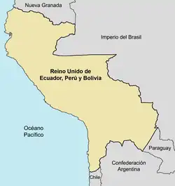 Location of United Kingdom of Ecuador, Peru and Bolivia