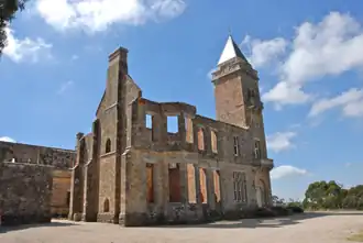 Ruins of the Governor's summer residence, showing the restored tower.