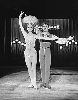 Marika Kilius and Hans-Jürgen Bäumler perform on ice.