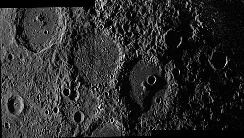 Mosaic of Mariner 10 images with Balagtas at right, Kenkō at center, and Mahler in upper left
