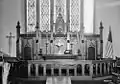 Church Altar prior to 1955 move, and installation of new stained glass windows
