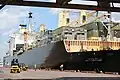 Marines offload MRF-D gear off of USNS 2nd Lt. John P. Bobo