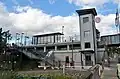 Light rail stop on an embankment