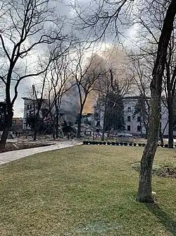 Mariupol Drama Theatre after a Russian airstrike
