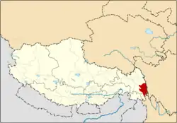 Location of Markam County within Tibet