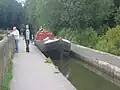Working boat traversing the aqueduct