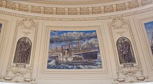 From left: Explorer Verrazano, Coast Guard Cutter Calumet Meeting the SS Washington, Explorer Columbus