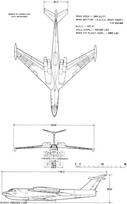 3-view line drawing of the Martin YP6M-1 Seamaster