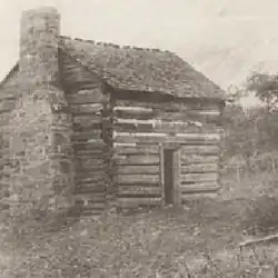 A log cabin near Radford, Virginia, built in 1782, where Mary Draper Ingles lived for the last 33 years of her life, photographed in 1890.