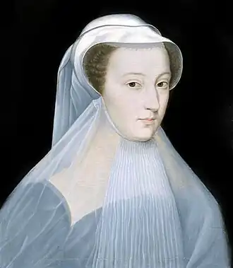 Mary Stuart wore white in mourning for her husband, King Francis II of France, who died in 1560.