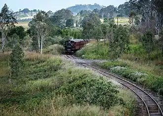 Mary Valley Rattler approaching Gilldora Road, 2019