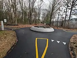 Mass Central Rail Trail—Wayside and Bruce Freeman Rail Trail roundabout, Sudbury