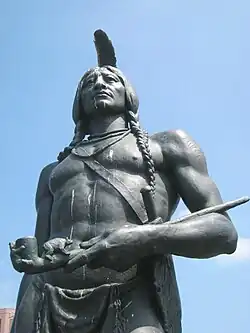 Sculpture of Ousamequin in Mill Creek Park, Kansas City, Missouri by Cyrus E. Dallin