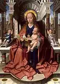 Attributed to the Master of Frankfurt, Virgin and Child Enthroned, ca. 1515–1520, oil on panel, 30 13/16 x 22 3/16 in. (78.3 x 56.3&nbsp;cm), The Walters Art Museum