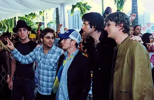 Matchbox Twenty at the MTV Asia Awards in 2003. Left to right: Kyle Cook, Brian Yale, Paul Doucette, Adam Gaynor, Rob Thomas
