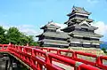 Inui Kotenshu and Tenshu as seen from the bridge.