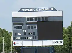 A Maverick Stadium's scoreboard located in the north end zone