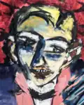 Head of the right croupier (detail)