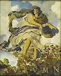 This 1905 print by Maxfield Frederick Parrish illustrated John Keats' poem To Autumn