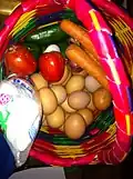 Basic ingredients in a bamboo basket