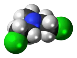 Space-filling model of the chlormethine molecule