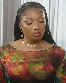 Megan Thee Stallion wearing a boat neck, 2021