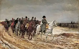 Painting depicting Napoleon and his marshals during the campaign of France