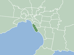 Map of Melbourne showing City of Bayside