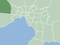 Location of Melton within Melbourne's metropolitan area.
