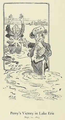 A caricature of Perry's victory on Lake Erie from the 1906 book "Men of Toledo (and Their Neighbors)"