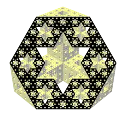 Size of hexagrams on a diagonal of a section of a Menger sponge model: