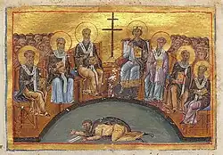 Depiction of the Second Council of Nicaea from the Menologion of Basil II, c. 1000