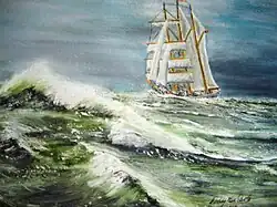 Mercator in the North Sea, painting by Freddy Van Daele (Hosdent&nbsp;[fr]-Latinne, Belgium)
