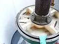 Mercury bowl and float of Fresnel lens