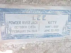 Grave site of John L. Lee (1874–1946) and Kitty Lee (1868–1955), Block #500 .