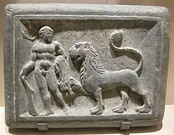 Hercules and the Nemean lion. Gandhara, 1st century