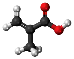 Ball-and-stick model of the methacrylic acid molecule