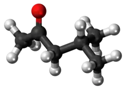 Ball-and-stick model of the methyl isobutyl ketone molecule