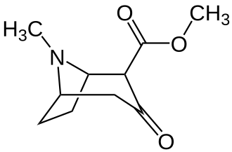 2D representation of the chemical structure of 2-Carbomethoxytropinone.