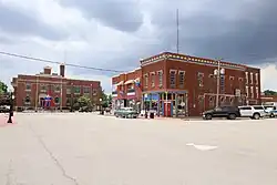 Massac County Courthouse with Superman statue (left) and Superman Museum (right)