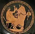 A sexual solicitation scene with generic kalos inscription, 5th century BC