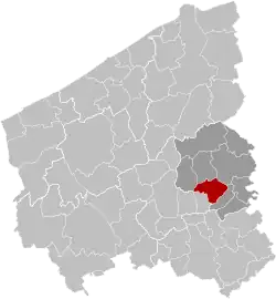 Location of Meulebeke in West Flanders