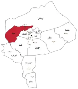 Location of Meybod County in Yazd province